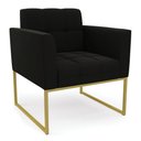 Ver imagem 3 de Kit 2 Poltronas Elisa Suede Preto Base Metálica Industrial Dourada - D'Rossi