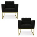 Ver imagem 1 de Kit 2 Poltronas Elisa Suede Preto Base Metálica Industrial Dourada - D'Rossi