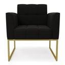 Ver imagem 4 de Kit 2 Poltronas Elisa Suede Preto Base Metálica Industrial Dourada - D'Rossi