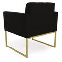 Ver imagem 5 de Kit 2 Poltronas Elisa Suede Preto Base Metálica Industrial Dourada - D'Rossi