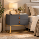 Ver imagem 1 de Mesa Unic 60cm Cabeceira de Cama Quarto Solteiro Base Ferro:Cinza/Dourado