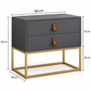 Ver imagem 6 de Mesa Unic 60cm Cabeceira de Cama Quarto Solteiro Base Ferro:Cinza/Dourado
