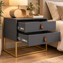 Ver imagem 4 de Mesa Unic 60cm Cabeceira de Cama Quarto Solteiro Base Ferro:Cinza/Dourado