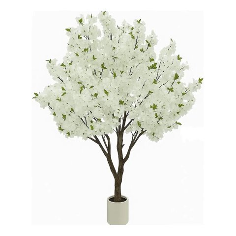 Árvore Artificial Cerejeira Branca Grande para Decoração com 2.50m, Planta Decorativa para Eventos
