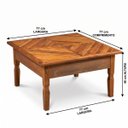 Ver imagem 3 de Mesa de Centro Quadrada Madeira Maciça Rústica Tampo Mosaico Ripado 77x77cm