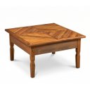 Ver imagem 1 de Mesa de Centro Quadrada Madeira Maciça Rústica Tampo Mosaico Ripado 77x77cm