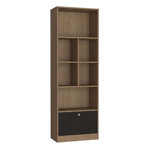 Estante Livreiro 1 Porta Basculante e 6 Nichos B37 Mell Preto Novam