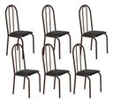 Ver imagem 1 de Kit 6 Cadeiras Ubatuba Corino Preto Tubo Marrom Cafe
