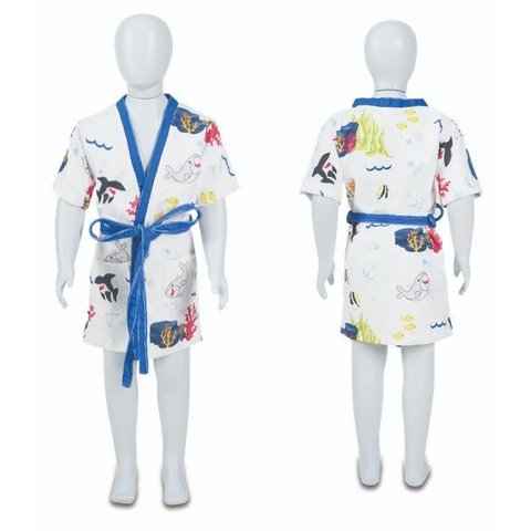 Roupão de Banho Infantil de 4 a 10 Anos Tubarão - M - 6 a 8 Anos