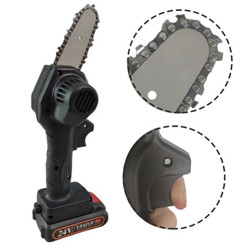 Mini Serra Eletrica Portatil Motossera 600W Corta Rapido 24v Mecanico Madeira Jardim Bambu Lenha