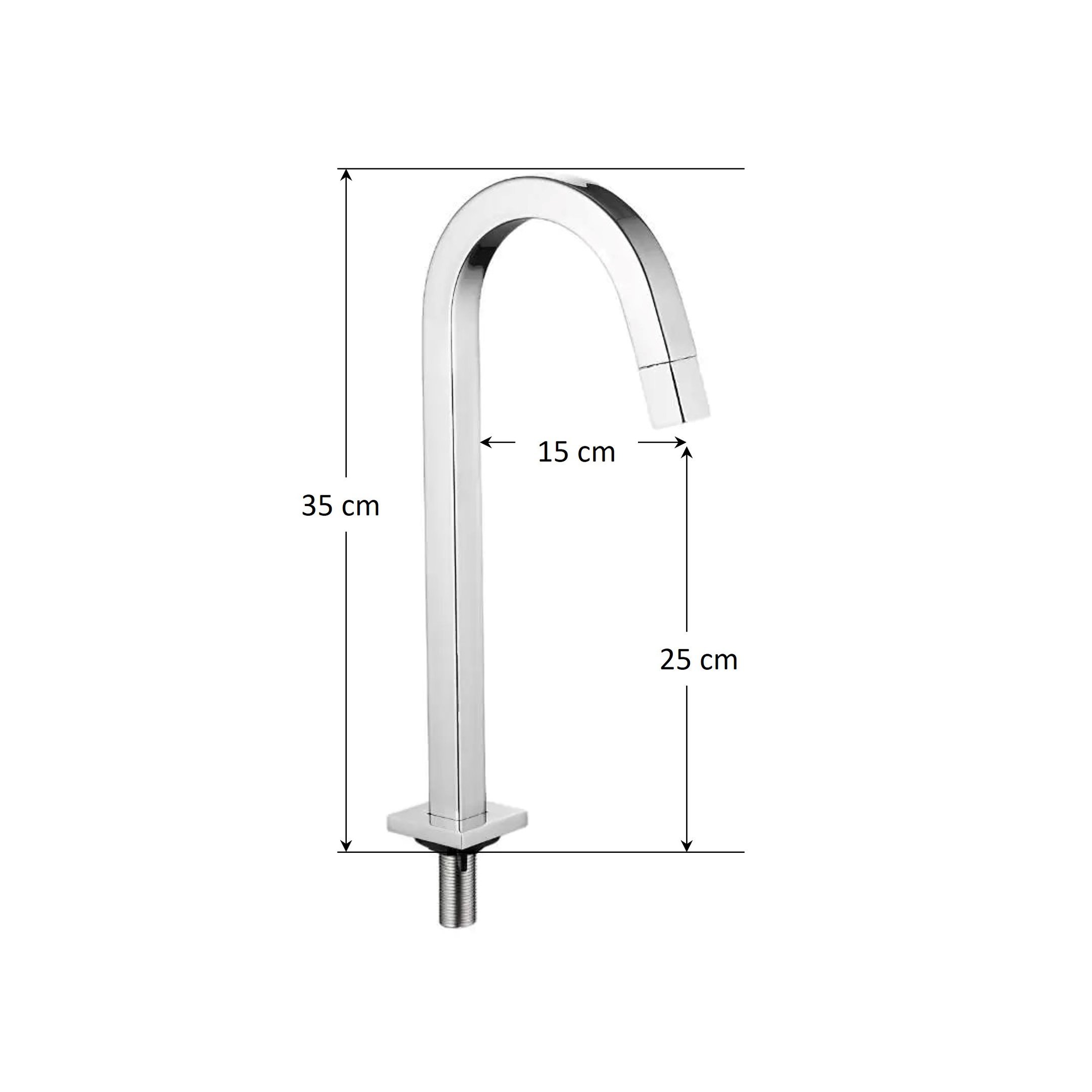 Torneira Banheiro Slim Tube Quadrada Alta Cromada:Cromado - 5