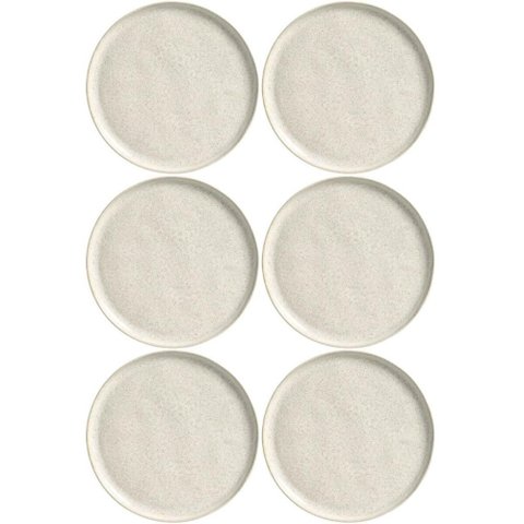 Jogo 6 Pratos de Sobremesa Off White 21,5cm Cerâmica Stoneware Bio Vanilla Porto Brasil