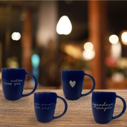 Jogo 4 Caneca Porcelana Fosca 120ml para Café - Azul - 4