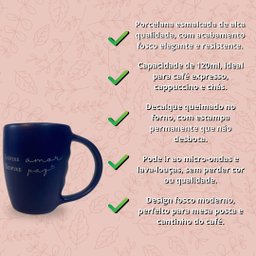 Jogo 4 Caneca Porcelana Fosca 120ml para Café - Azul - 8