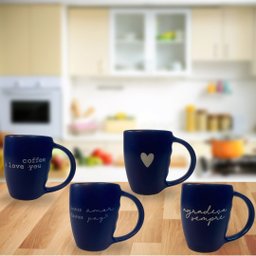 Jogo 4 Caneca Porcelana Fosca 120ml para Café - Azul - 9