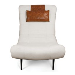 Poltrona Sala Decorativa Quarto Leitura Penteadeira Sher Corano com Linho Bege Pés de Ferro - 6