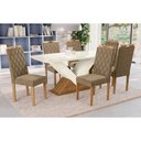 Ver imagem 1 de Conjunto: Mesa Sala Jantar Amora Tampo Madeirado C/ Vidro 90x170cm e 6 Cadeiras 2cad149 Freijo/off