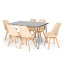 Ver imagem 1 de Conjunto Mesa de Jantar Hairpin 130x80 Volpi com 6 Cadeiras Eiffel Leda - Nude