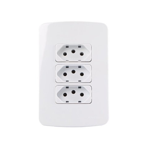 Tomada Tripla Margirius B3 2p+t 10a com Placa 4x2 Branca