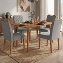 Ver imagem 2 de Mesa de Jantar Adele Mdf com 4 Cadeiras Estofadas Linho Grafite Molci
