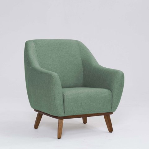 Poltrona Decorativa Pauline D07 Base Madeira Linho Mescla Verde - D’Rossi