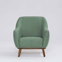 Ver imagem 2 de Poltrona Decorativa Pauline D07 Base Madeira Linho Mescla Verde - D’Rossi