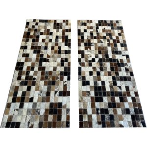 2 Un Tapete de Couro Passadeira Marrom Misto 0,50x1,20