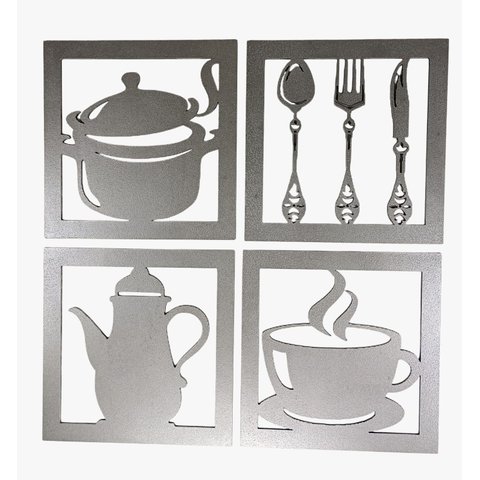 Kit Decoração Cozinha:prata