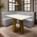 Ver imagem 2 de Kit Canto Alemão 4 Lugares com Baú Veludo Cinza Claro 1,25x1,60m Sofa Store
