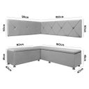 Ver imagem 6 de Kit Canto Alemão 4 Lugares com Baú Veludo Cinza Claro 1,25x1,60m Sofa Store
