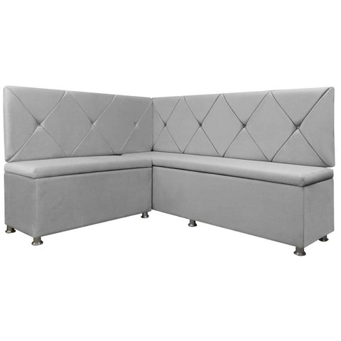 Kit Canto Alemão 4 Lugares com Baú Veludo Cinza Claro 1,25x1,60m Sofa Store