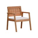 Ver imagem 1 de Poltrona Garden Madeira Maciça Assento Estofado Encosto Trançado Madeira - Natural Acquablock Bege