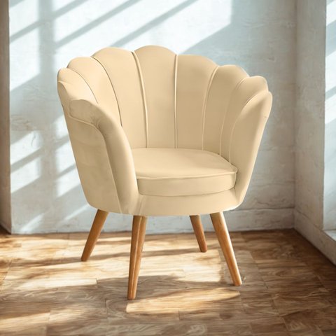 Poltrona Pétala Flor Decorativa Estilo Sofisticado Recepção:bege