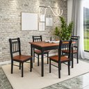 Ver imagem 1 de Conjunto Sala de Jantar com 4 Cadeiras Ripadas Madeira Maciça Mv Preto