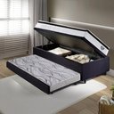 Ver imagem 3 de Bicama Box Baú Suede Preto 88x188 com Colchão Cama Inhouse Molas Ensacadas Ecoflex