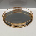 Ver imagem 2 de Bandeja Espelhado Metal 3x23x23cm Dourado