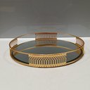 Ver imagem 3 de Bandeja Espelhado Metal 3x23x23cm Dourado