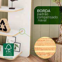 Estante Luna Eco Friendly Branco Borda Compensado Naval Com Certificação Fsc Politorno Branco - 5