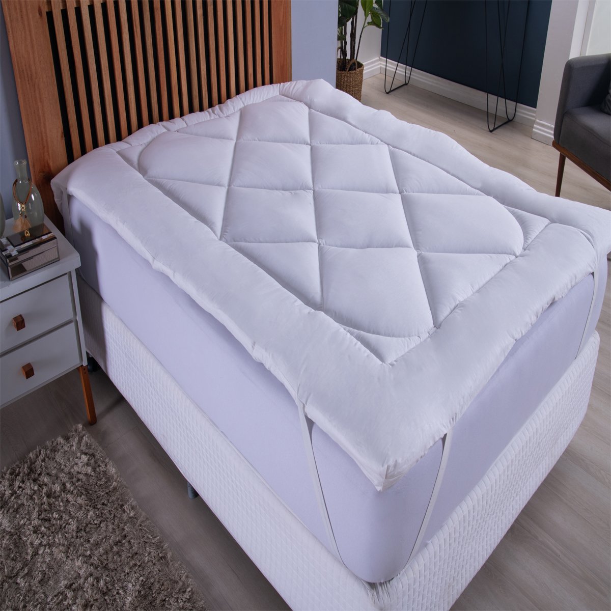 Pillow Top Extra Macio para Colchão Casal Padrão de 1,38 X 1,88 até 0,50cm de Altura.:branco