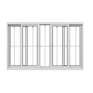 Janela 4 Folhas de Correr com Grade Alumínio Branco 120x150 Linha 25