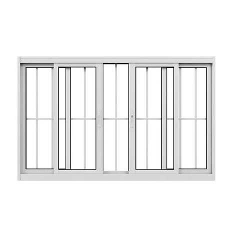 Janela 4 Folhas de Correr com Grade Alumínio Branco 120x150 Linha 25