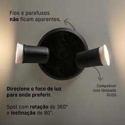 Spot Sobrepor Direcionável Articulado 2 Gu10 Mr16 Dicroica Cor:preto - 5