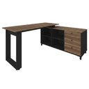 Ver imagem 1 de Mesa Escrivaninha em L Versatil 4 Nichos 3 Gavetas 160x137 cm Ipe Preto Artany
