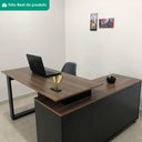 Ver mais imagens de Mesa Escrivaninha em L Versatil 4 Nichos 3 Gavetas 160x137 cm Ipe Preto Artany