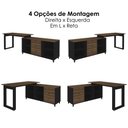 Ver imagem 5 de Mesa Escrivaninha em L Versatil 4 Nichos 3 Gavetas 160x137 cm Ipe Preto Artany