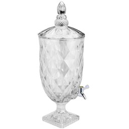 4 Suqueiras Cristal 5l com Pé Diamond Lyor Torneira Bar Restaurante Incolor - 8