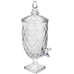 4 Suqueiras Cristal 5l com Pé Diamond Lyor Torneira Bar Restaurante Incolor - 6