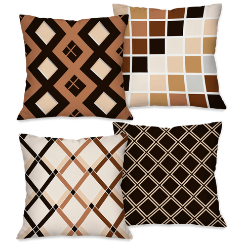 Kit com 4 Capas para Almofadas Decorativas Geométrico Quadriculado
