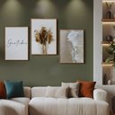 Ver imagem 5 de Kit 3 Quadros Boho Bege Mar Gratidão Moldura Castanho