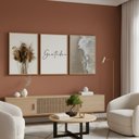 Ver imagem 2 de Kit 3 Quadros Boho Bege Mar Gratidão Moldura Castanho